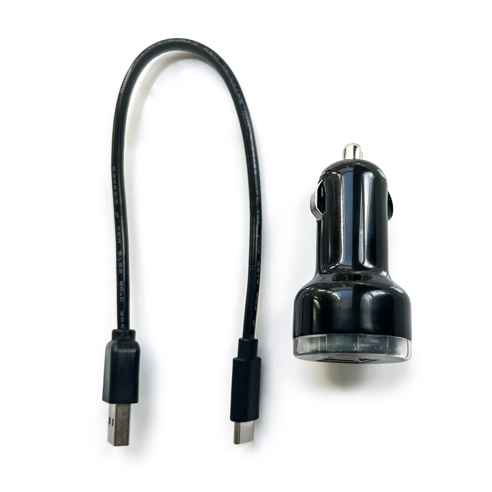 Dual-Port Car Charger with Type-C Cable