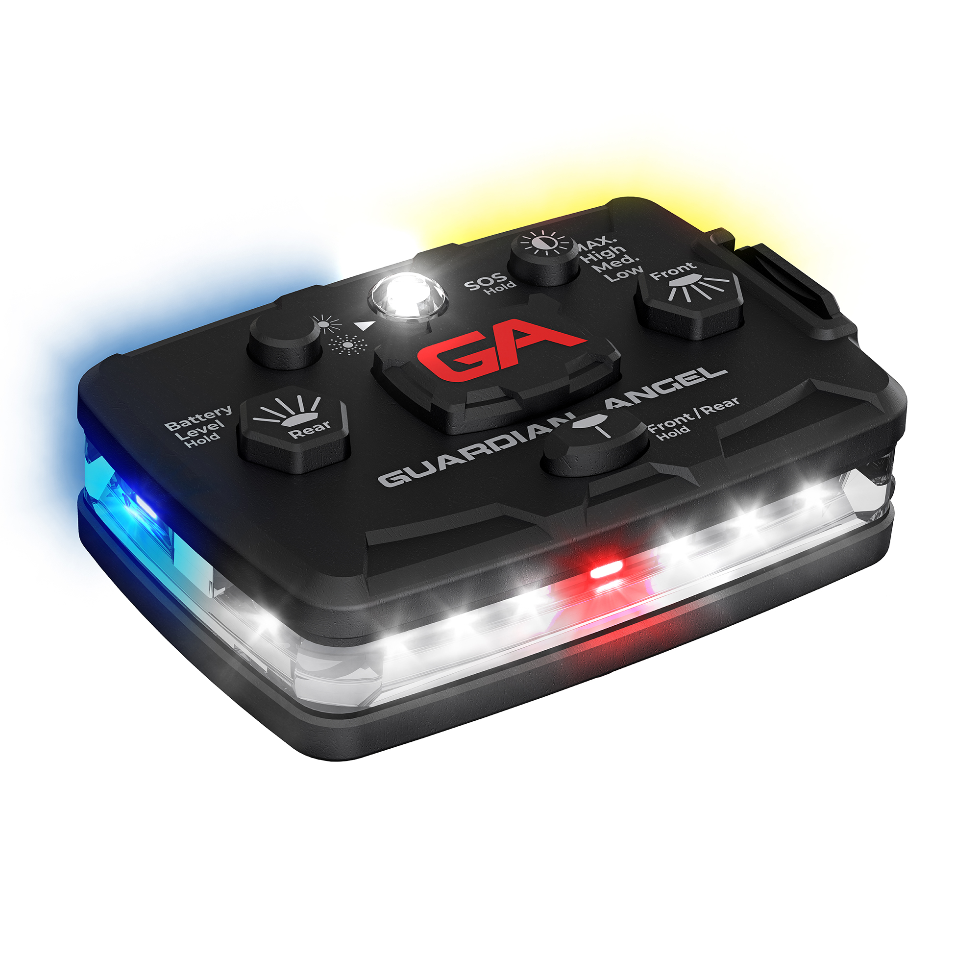 guardian angel safety device with white and blue lights