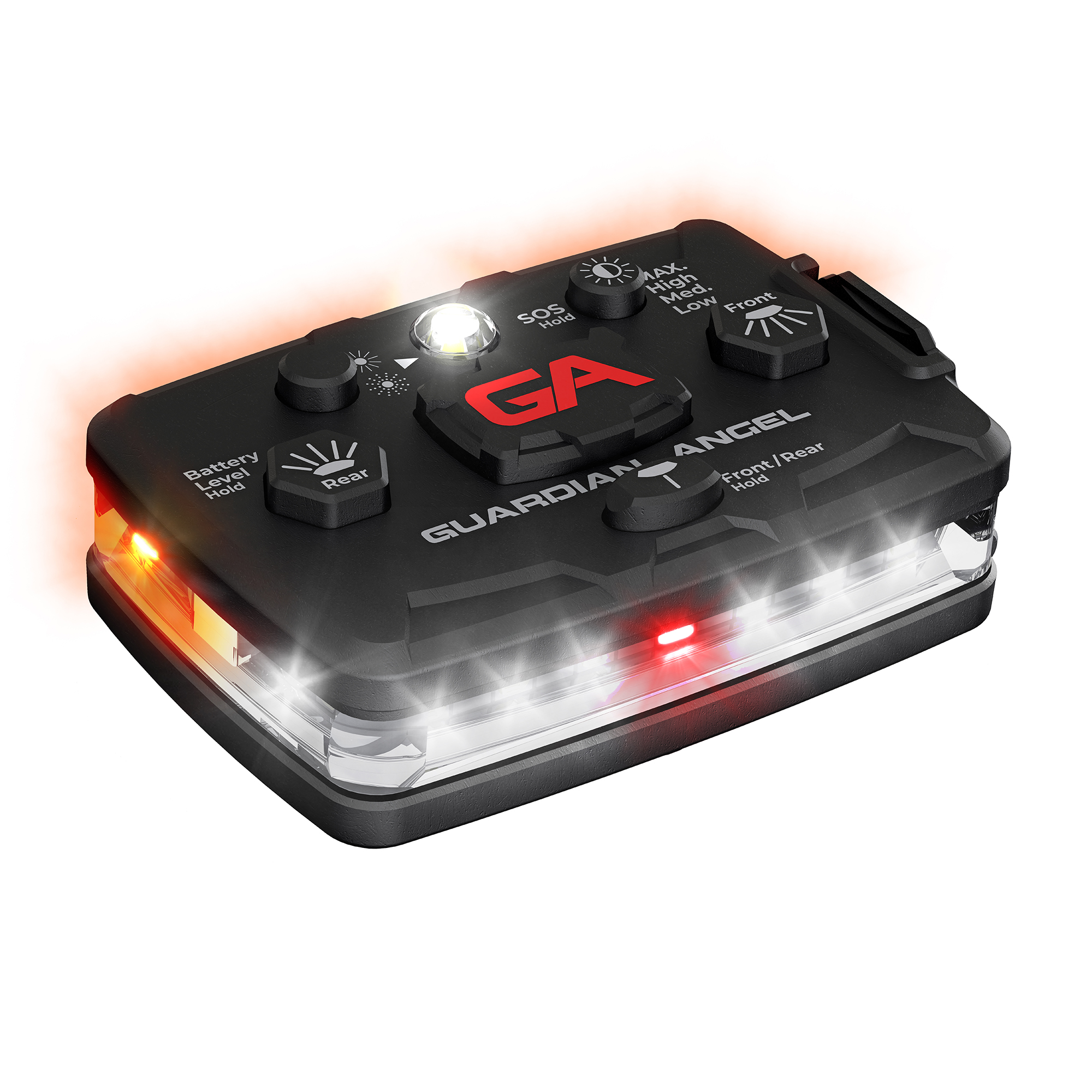 guardian angel safety device with white and orange lights