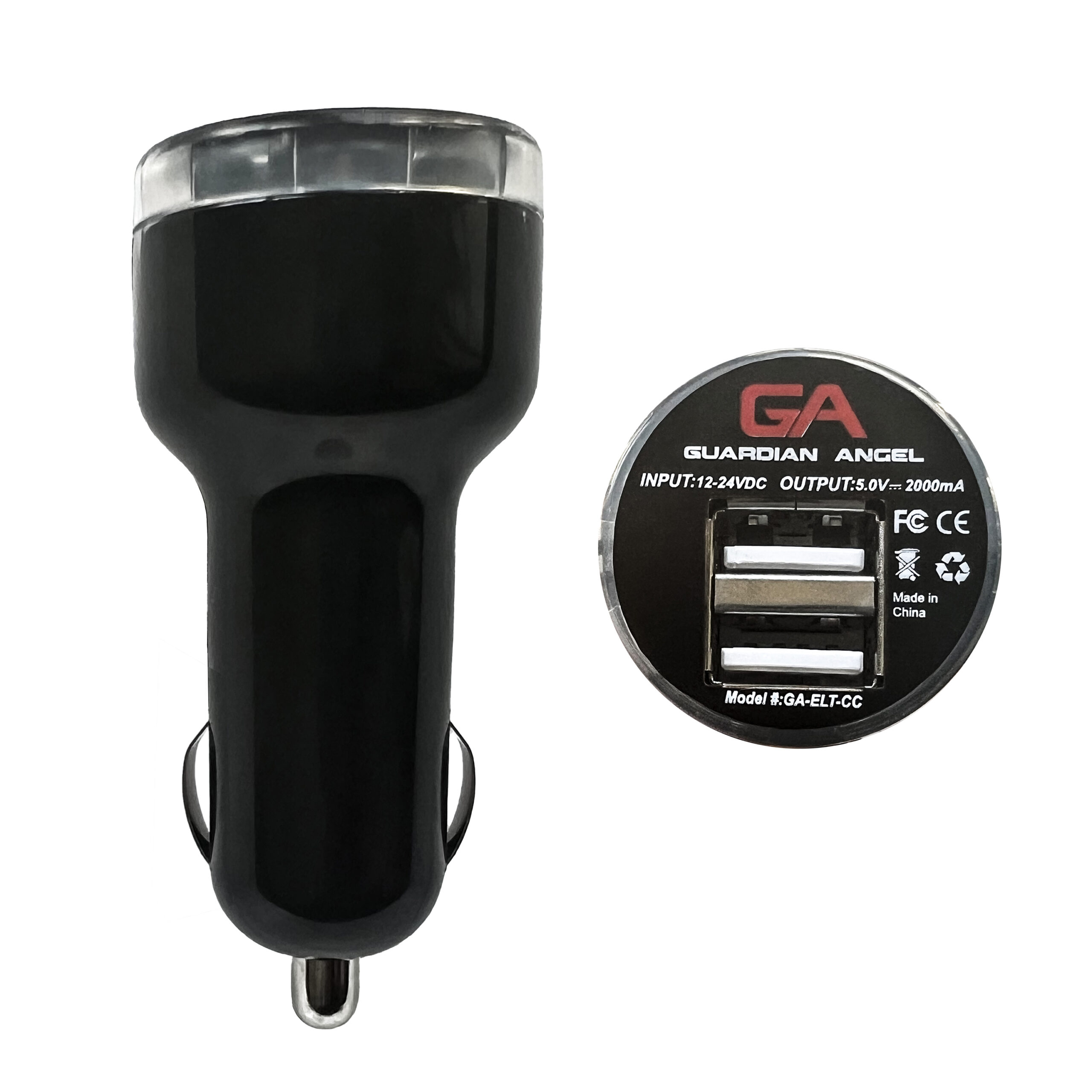 dual-port car charger with type-c cable