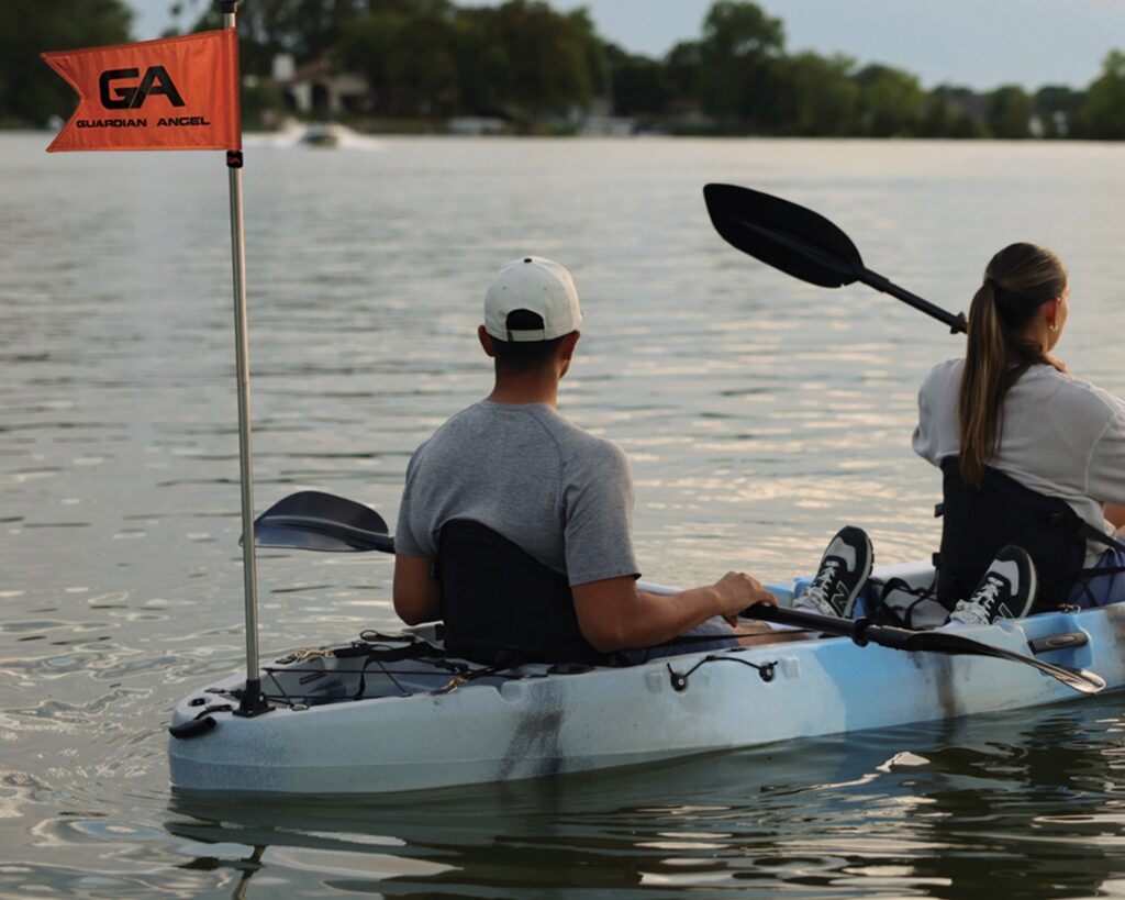 Kayaker kayaking with a buddy for safety